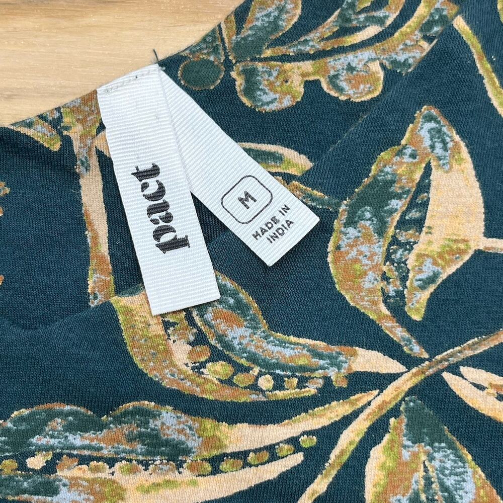 Pact Women's Teal Floral Midi Dress with Cream Print - Picture 4 of 12